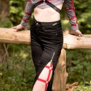 Black jeans with zippers up the sides